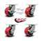 Service Caster 6 Inch Heavy Duty Red Poly on Cast Iron Caster Swivel Lock 2 Brakes SCC, 2PK SCC-KP92S630-PUR-RS-BSL-2-SLB-2 - alternate 3